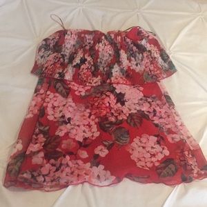 Floral mini dress red